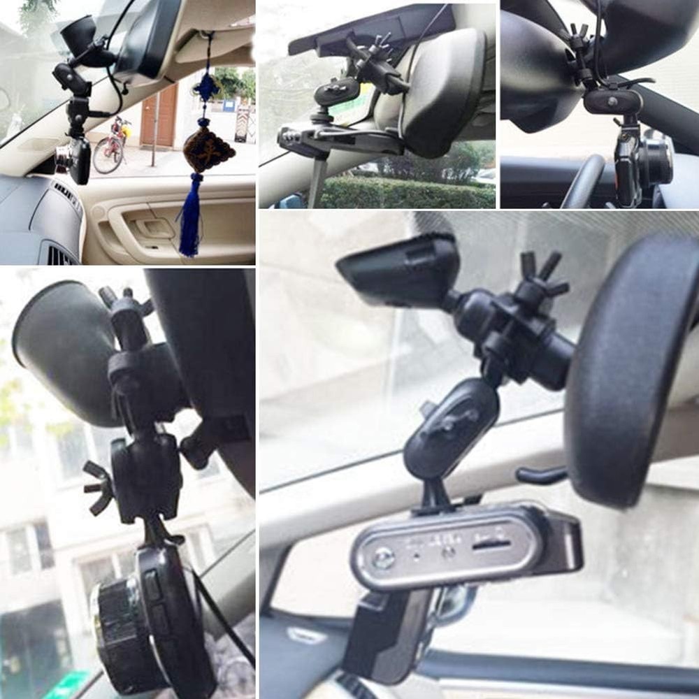 Universal Dash Cam Mount - 360° Adjustable Rear View Mirror Holder | Black