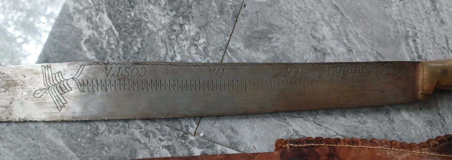 Antique Spanish Guerrero de la Costa short sword with scabbard