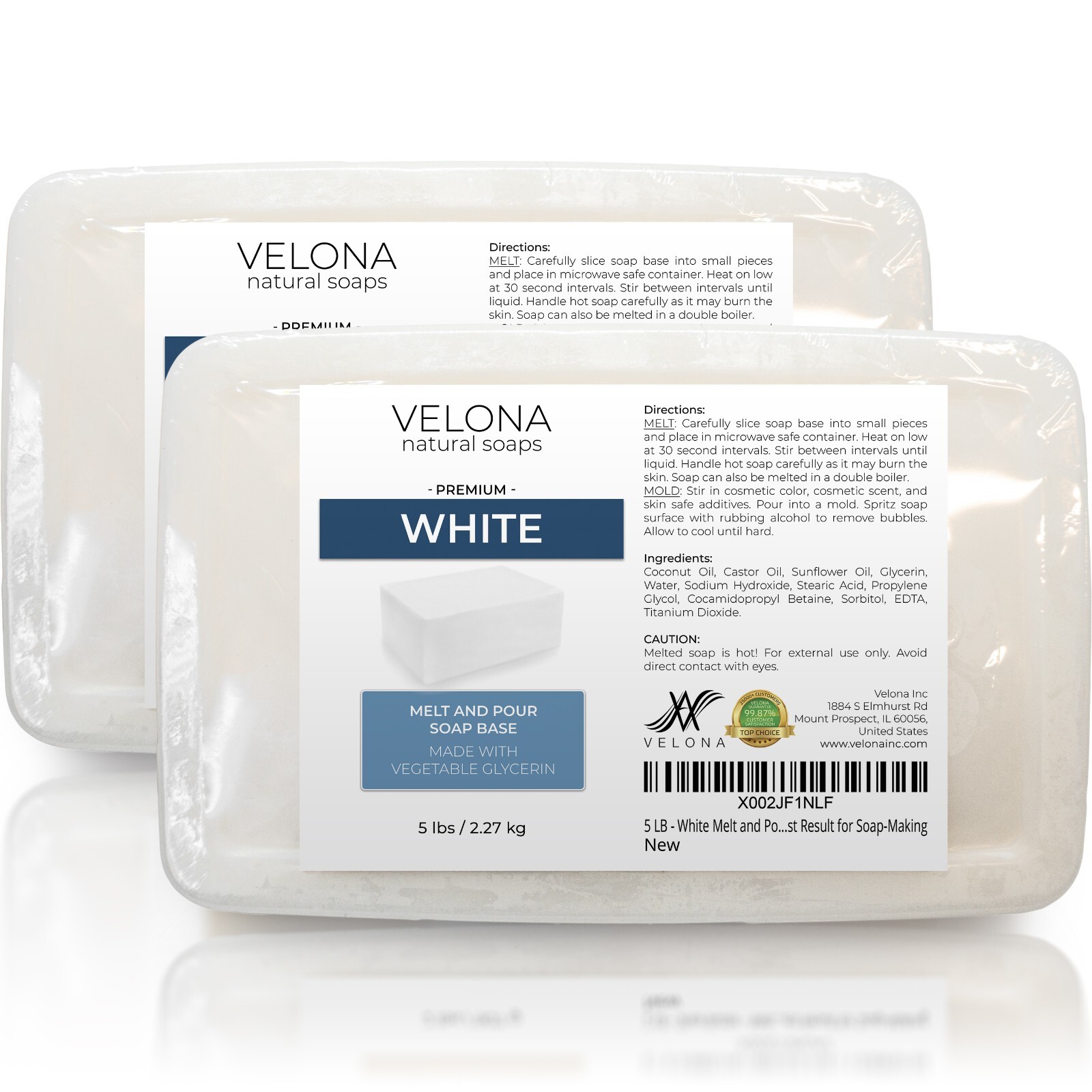 2, 5, 10, 25 LB - White Melt and Pour Soap Base by Velona | SLS/SLES Free
