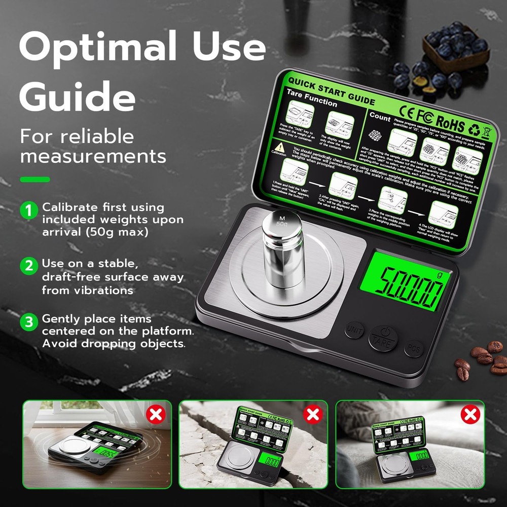 Digital Milligram Scale 50G X 0.001G, Mini Precision Scale Tare Weight Function