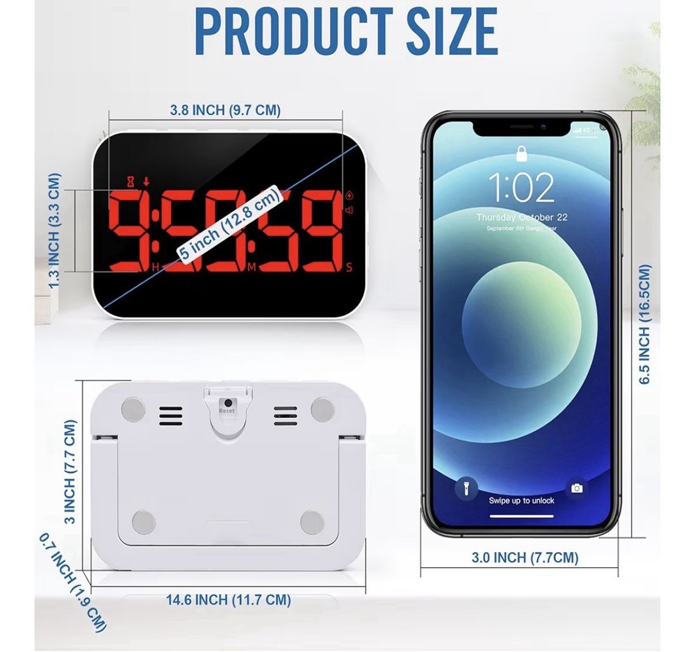 Red Kitchen Digital Timer: Count Up/Down, Rechargeable, Vibration Mode