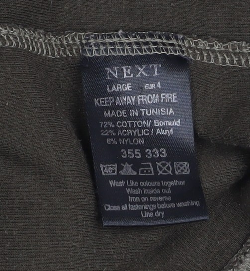 Next Men's Grey Track Jacket Large Full Zip Cotton Blend