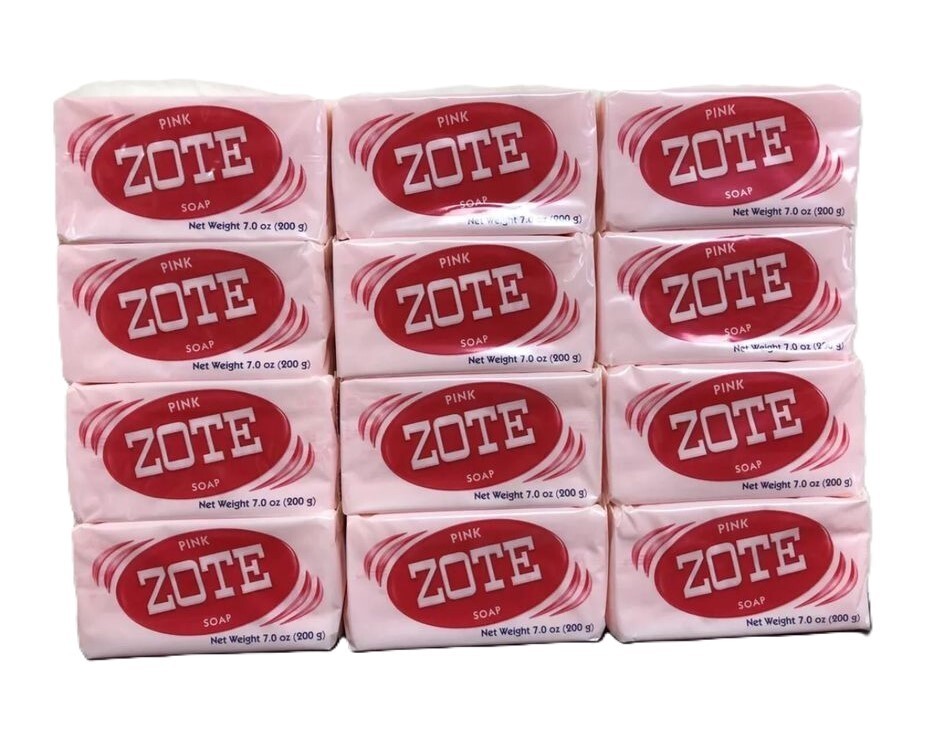12X Zote Pink Laundry Soap Hand Wash Soap for Stains 200g 7 Oz Zote Bar Jabon