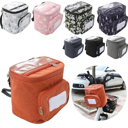 Motorcycle Handlebar Storage Bag - Multi-Functional Organizer with Orange