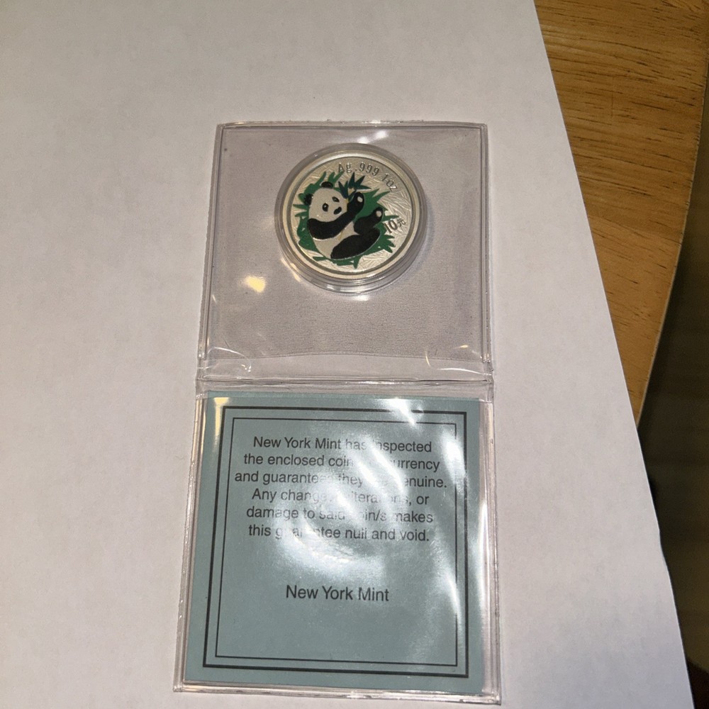 2000 China Panda Silver 1 Oz. Coin Colored In Capsule.