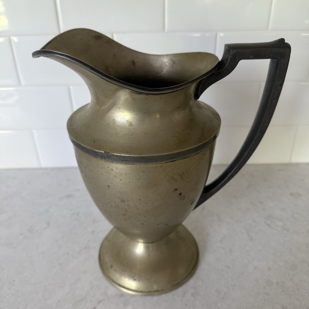 Queen City Silver Co SHEFFIELD Nickel Silverplate Copper? Two Tone Pitcher