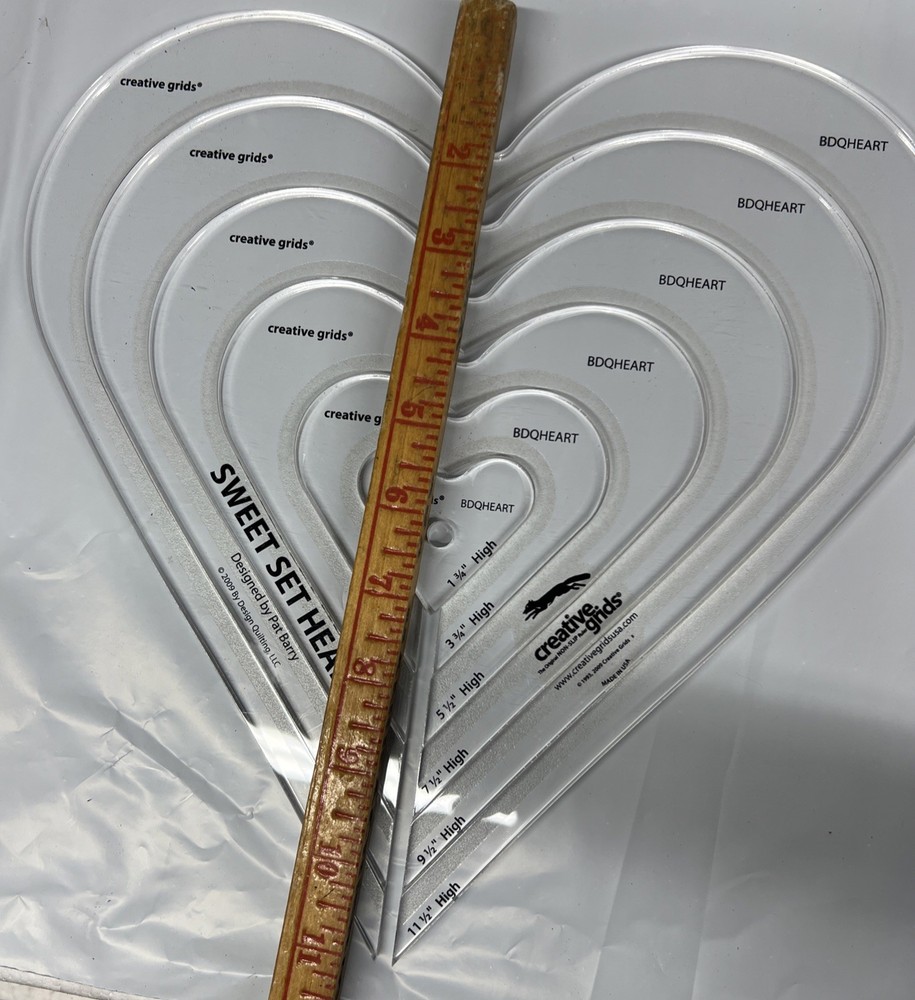 Creative Grids Sweet Set Concentric Hearts 6 Pc Template BDQHEART Quilting Tool