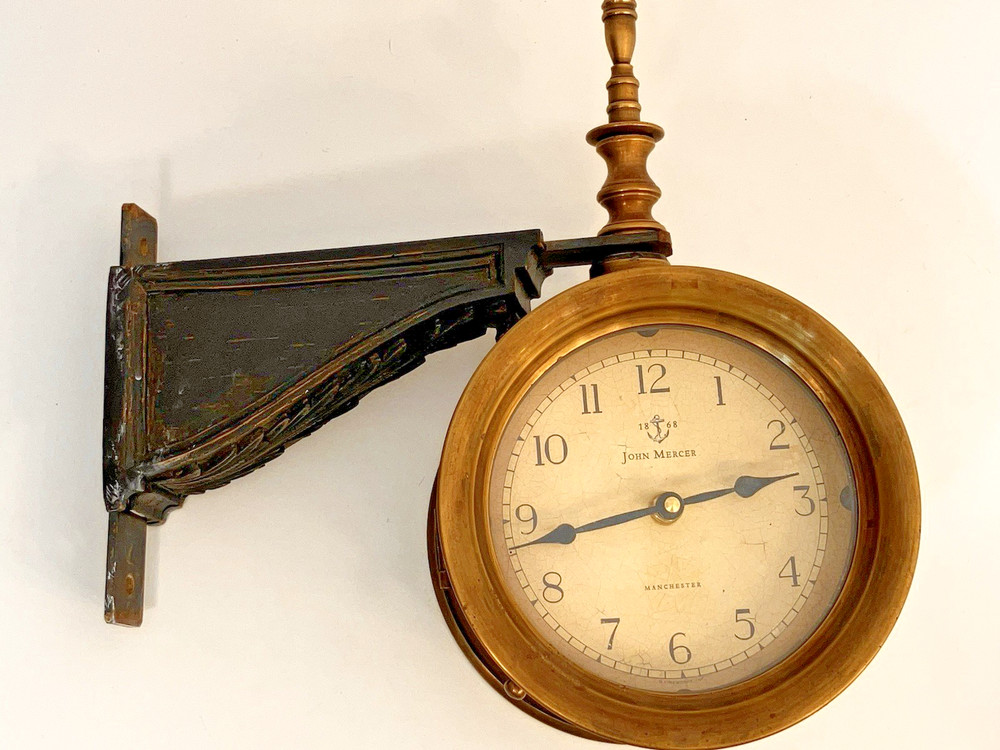 Timeworks Two Sided Nautical Wall Clock Brass Repro