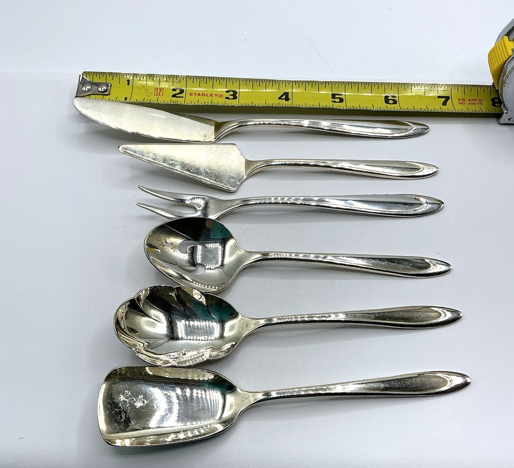 Meridan Silverplate Lady Canape Small Serving Utensils Flatware Spoon Fork Knife