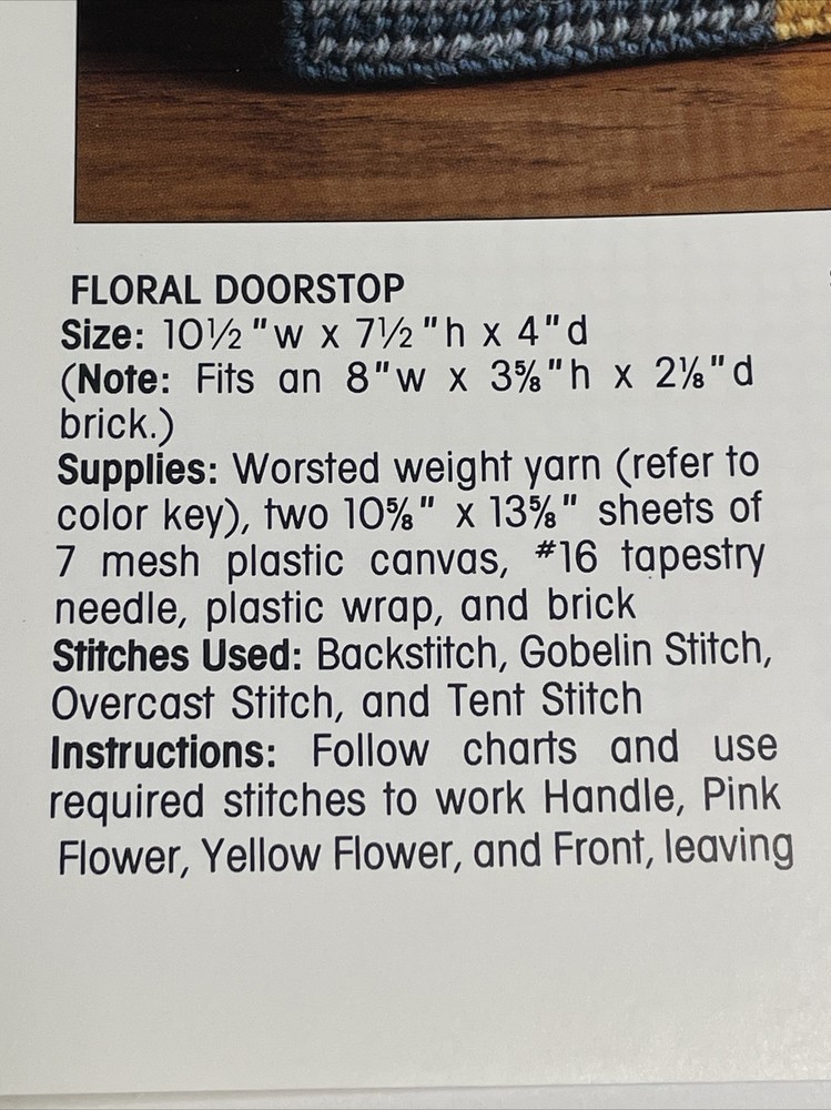 Floral Doorstop Leisure Arts Plastic Canvas Pattern