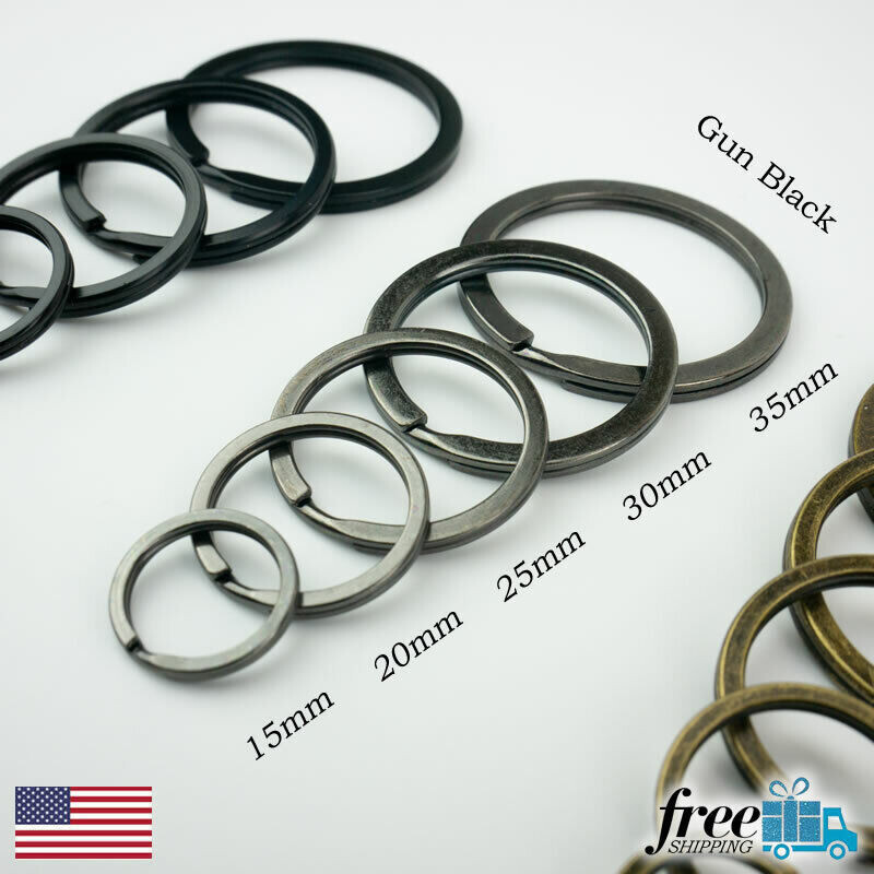 Split Ring Flat Surface Key Rings Double Loop Keychain Metal Plating