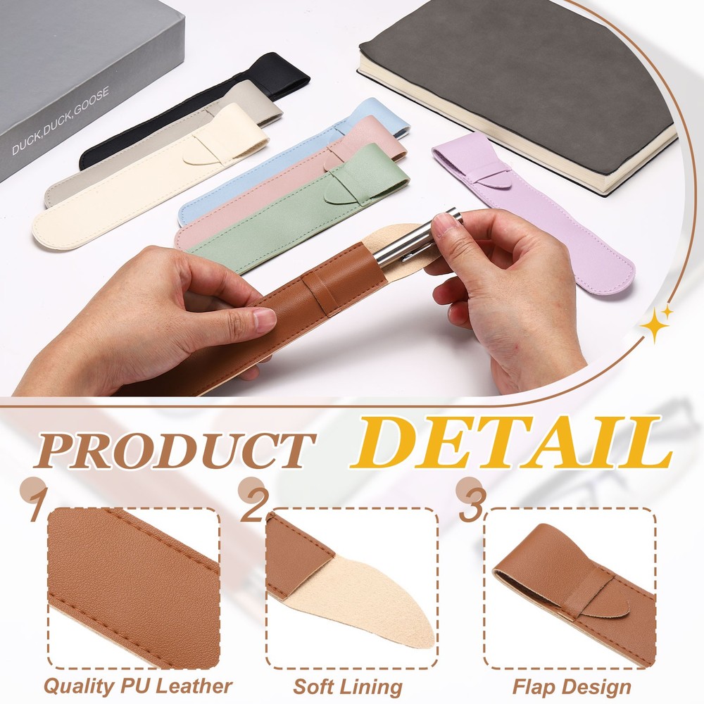 4Pcs PU Single Leather Pen Case Holder, Purple