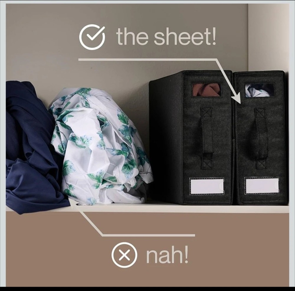 Sheet Organizers & Storage – Pack of 4 – Bed Sheet Holder Boxes, Foldable