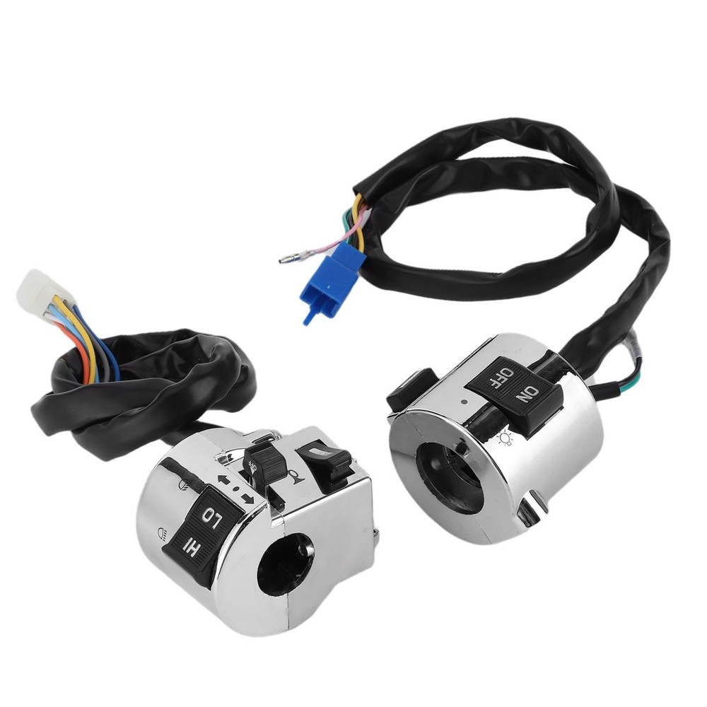 Pair Motorcycle Handlebar Switch Control Button For Turn Signal Headlight Horn