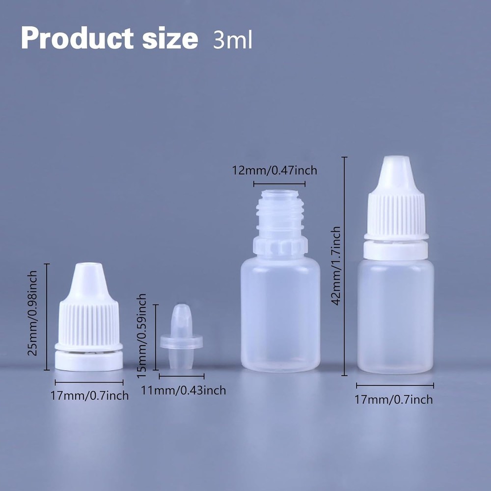 12Pc Empty Mini Empty Squeezable Eye Liquid Dropper Bottles Container Refillable