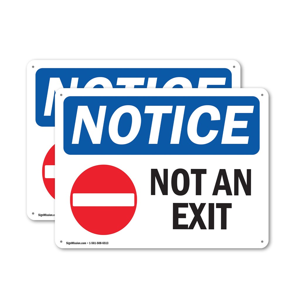 (2 Pack) Not An Exit OSHA Notice Sign Decal Metal Plastic
