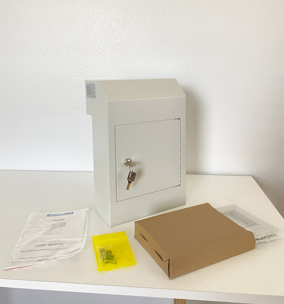 OPEN BOX Door Drop Box, Mail Slots, Through The Door Locking Mailbox, Gray