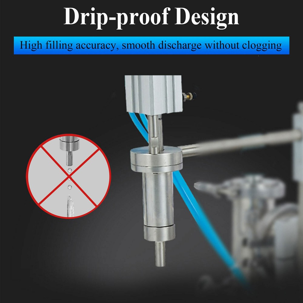 600ml Liquid Paste Filling Machine Pneumatic Bottle Pack Piston Filler + Hopper