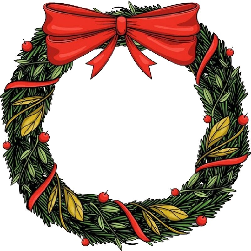 30 Custom Simple Red Bow Christmas Wreath Personalized Address Labels