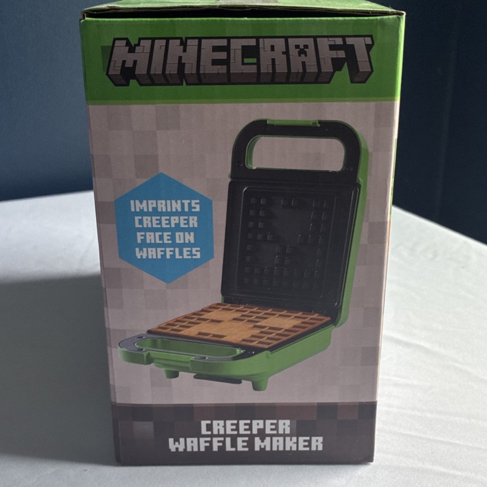 Minecraft Creeper Waffle Maker Green Non-Stick Plates Creeper Face Temp Control