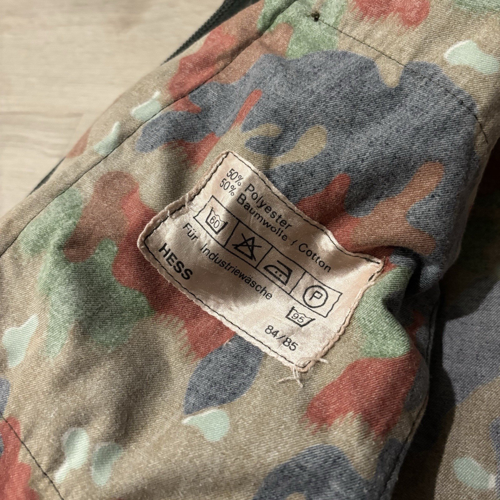 Vintage Swiss Alpenflage Field Coat Shirt Men's Large/XL Military Full Zip Hess