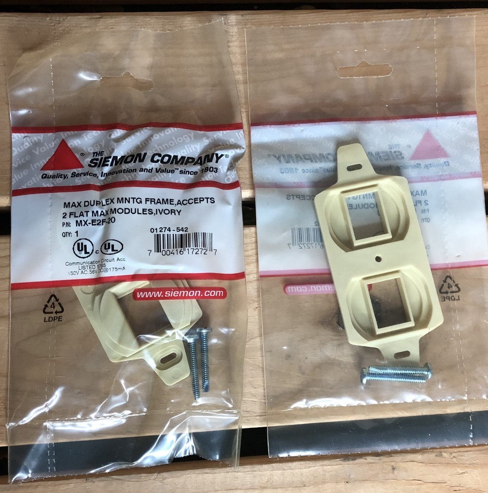 Siemon MX-E2F-20 Max Duplex Mounting Frame For 2 Flat Max Modules Lot of 15