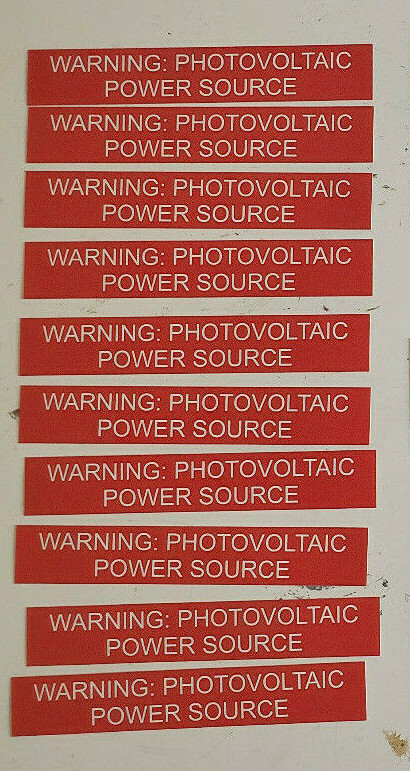 PV Solar Labels Conduit Labels
