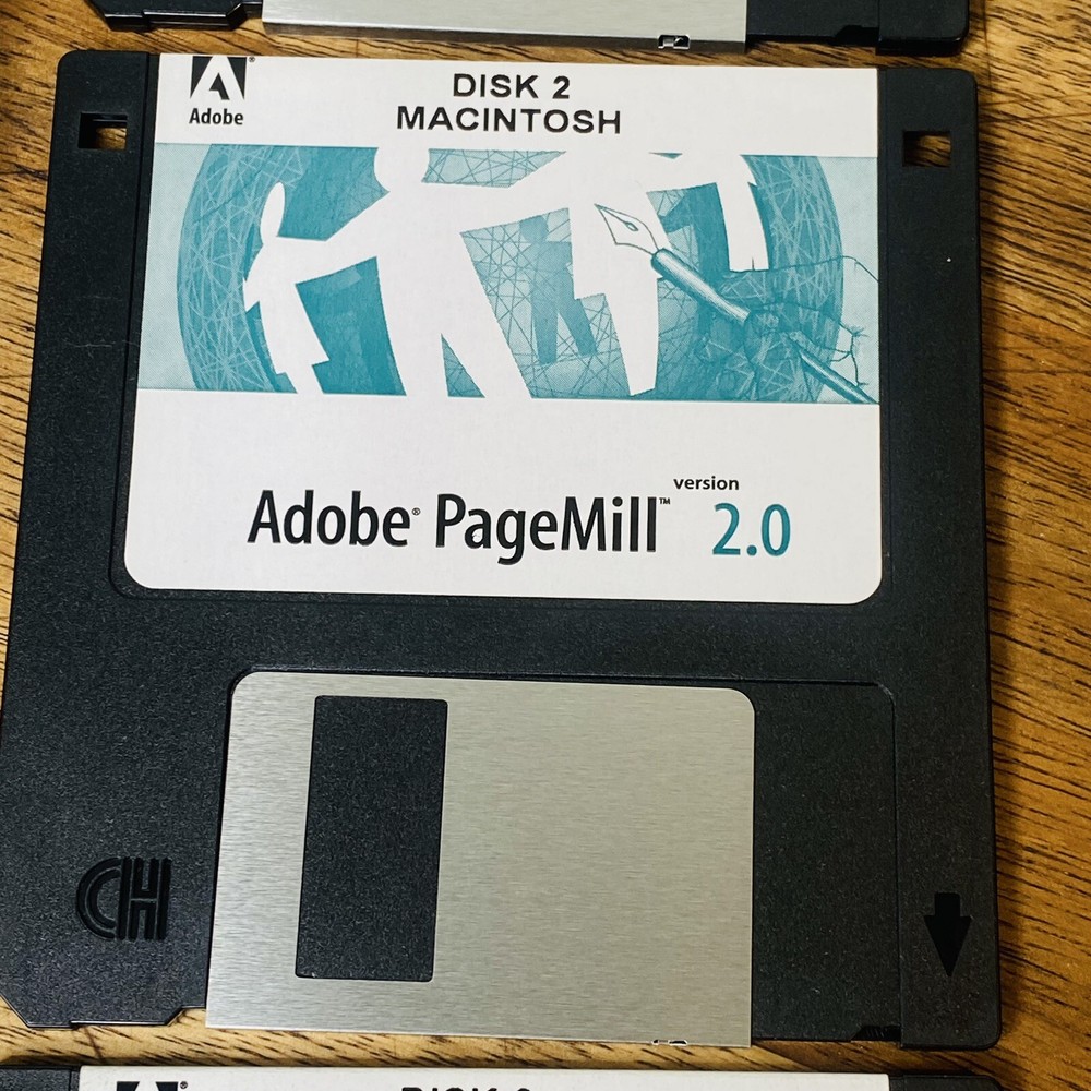 Adobe Pagemill Version 2.0 for Mac Macintosh Vtg Software 3 Disks 1 2 & 3