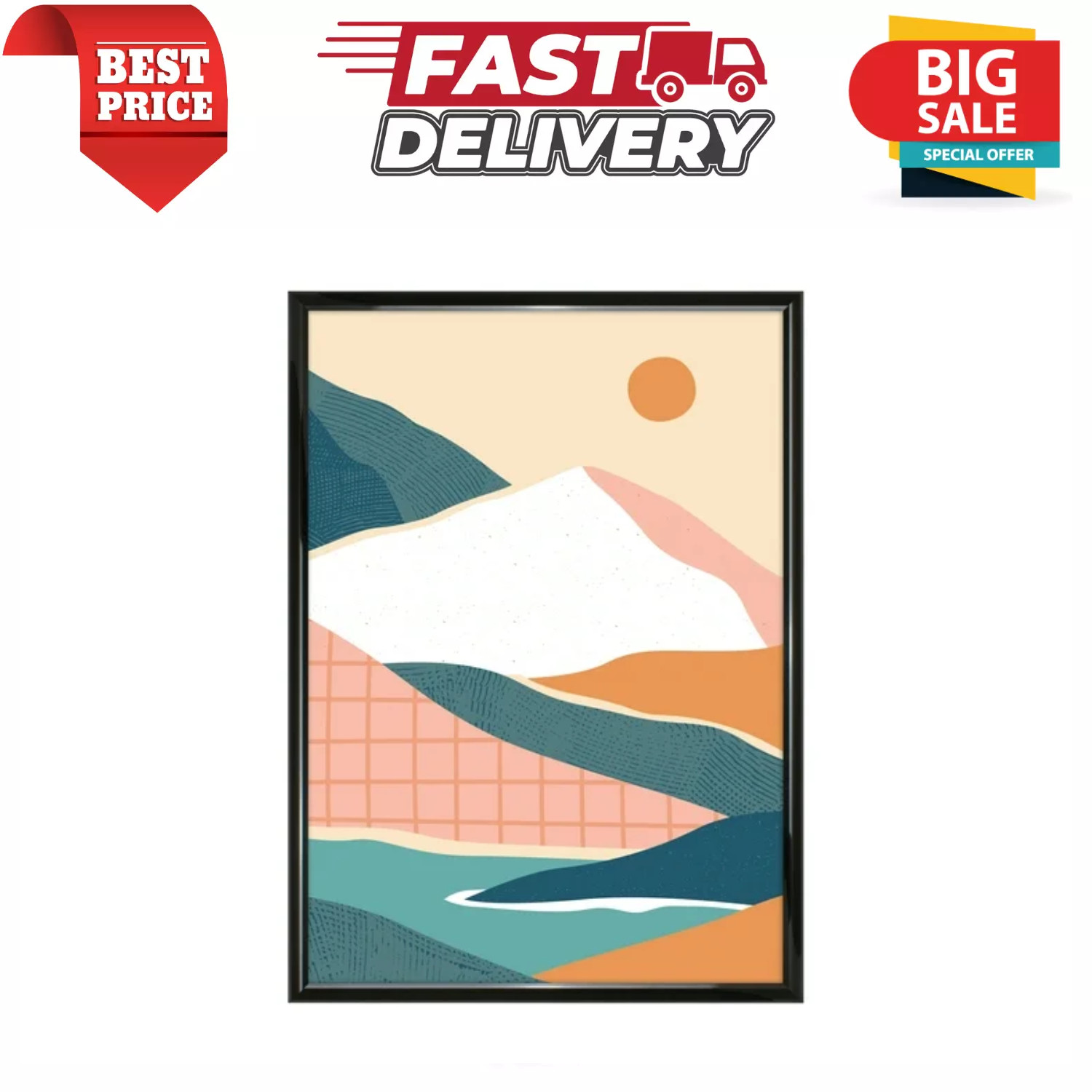 20" x 28" Black Rounded Picture & Poster Wall Frame Home Decor, Modern Style