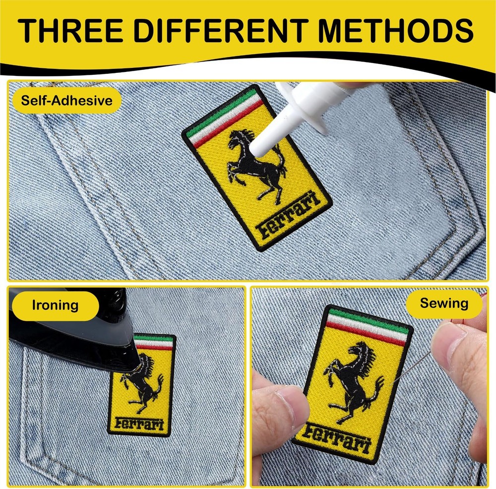 Ferrari Logo Crest Iron On Patch - Sew Patch - Crest Embroidered Patch 3"x1.9"