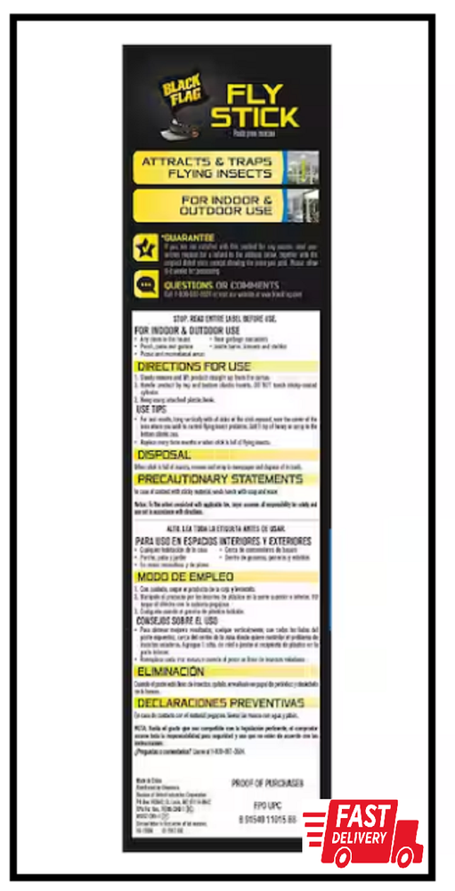 Fly Stick Insect Trap Indoor Outdoor (4-Pack)