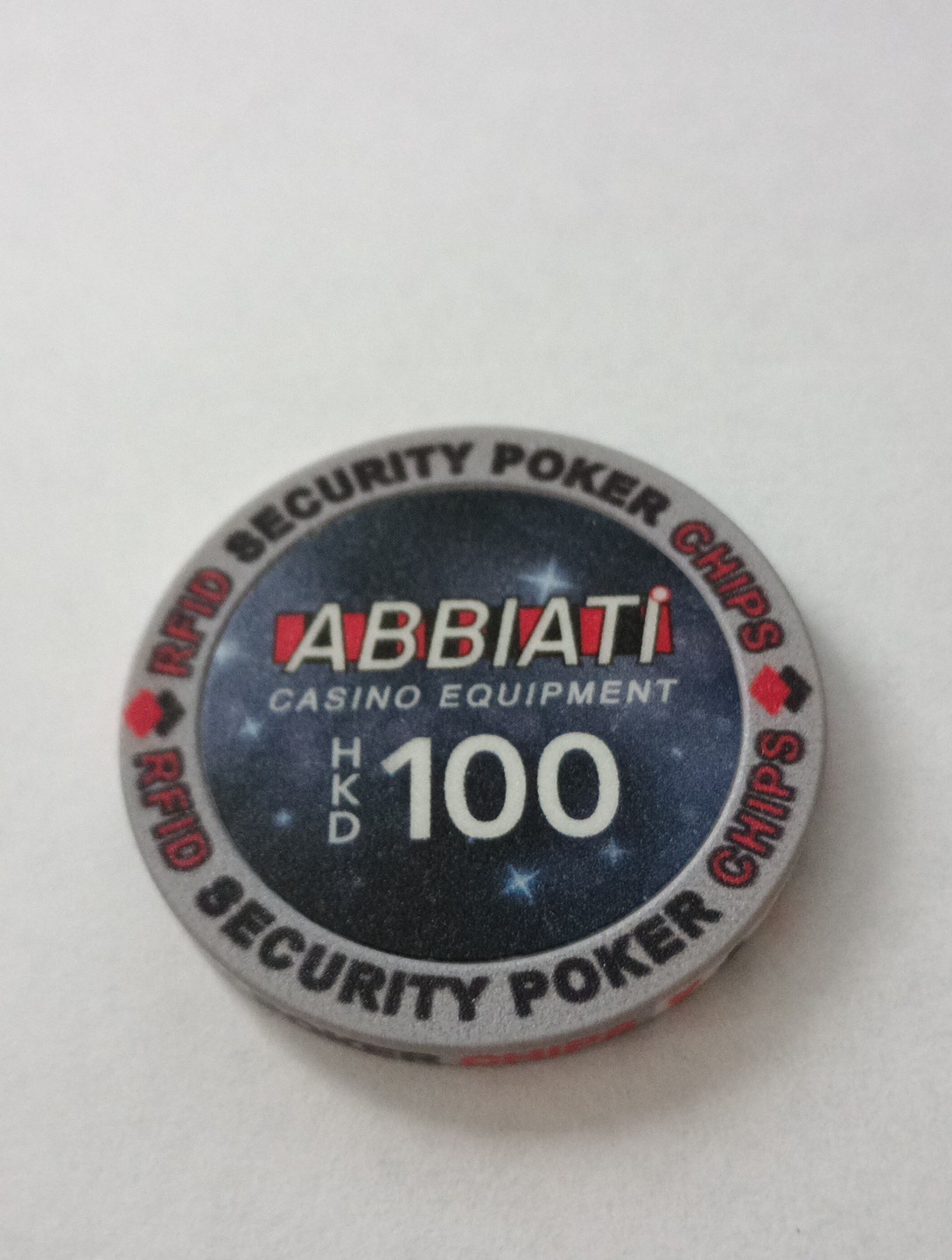 ABBIATI CASINO EQUIPMENT CHIP COMPANY SET OF 5 CHIPS GREAT FOR COLLECTION NEW!