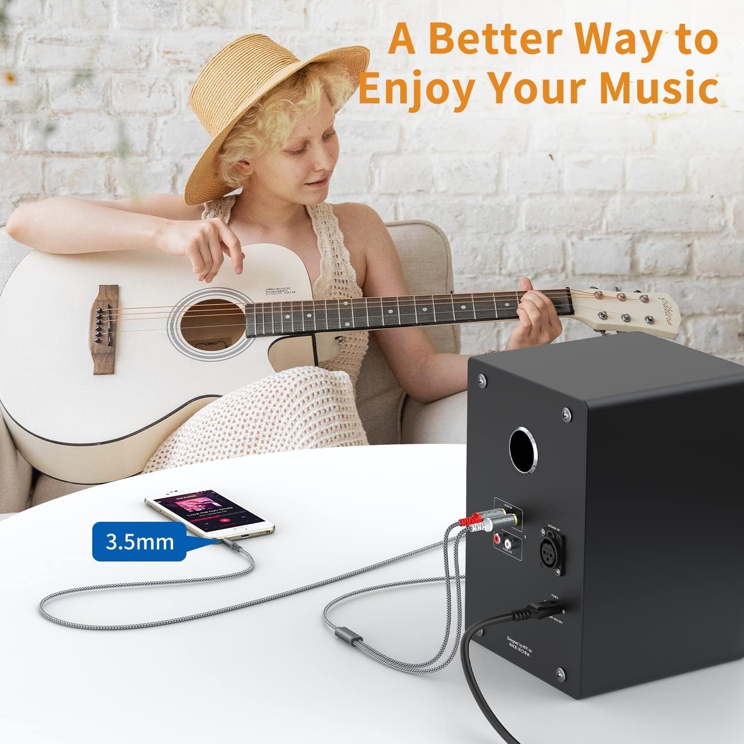 RCA to 3.5mm AUX Cable, (5 Feet) 3.5 mm 1/8 to RCA 2-Male Headphone Jack Adapt