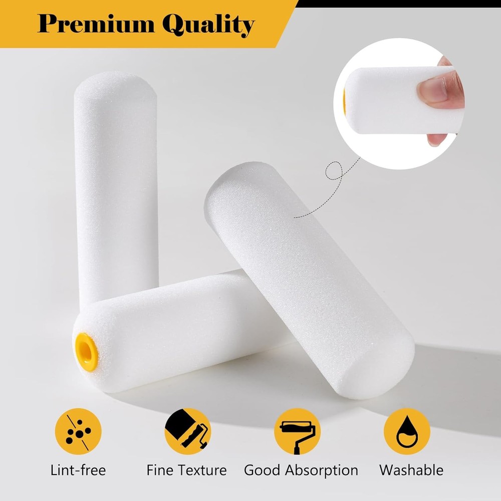 Mister Rui Foam Paint Rollers, 10 Pack 4 Inch Mini Paint...