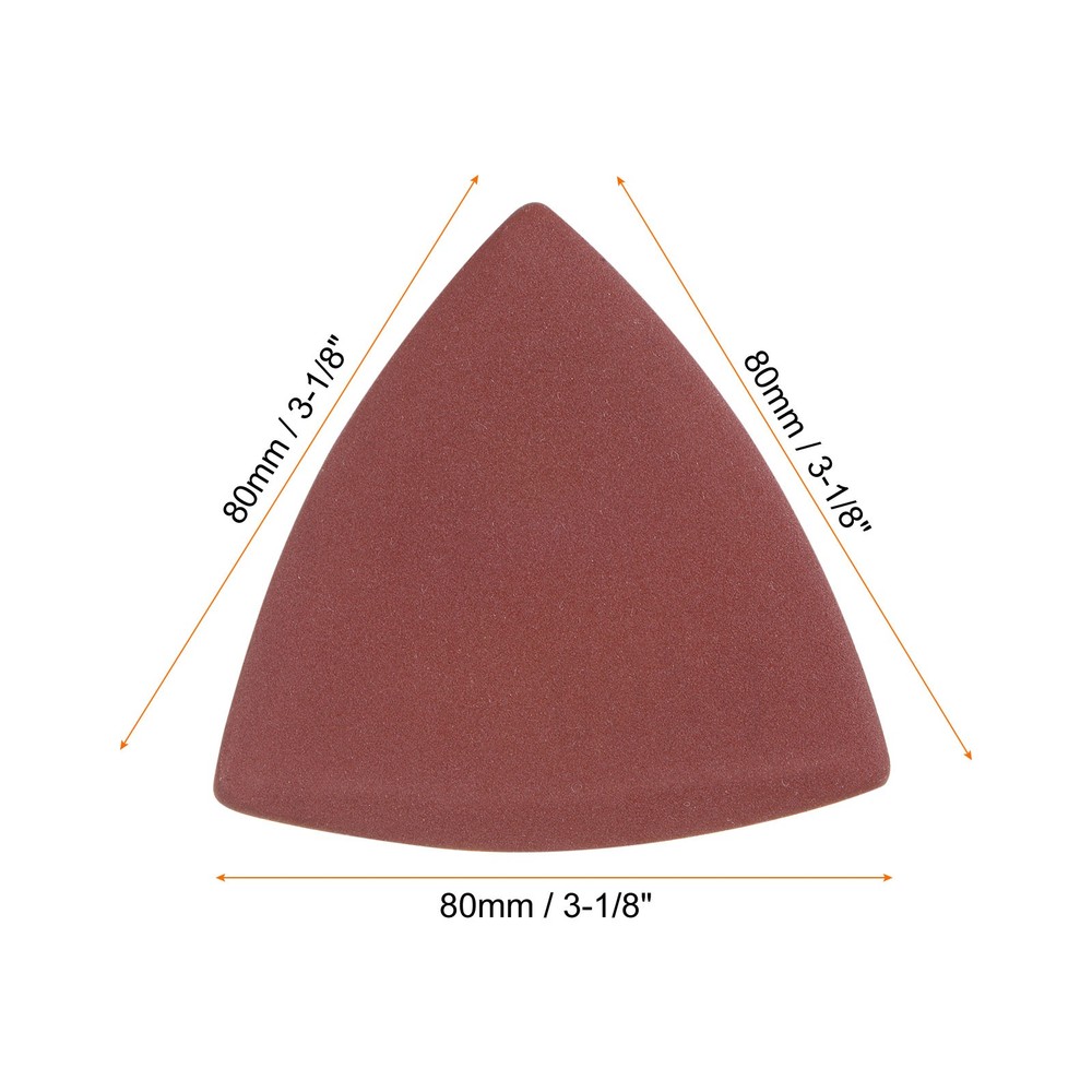 60pcs 400 Grits 80mm Aluminum Oxide Triangular Hook & Loop Sandpapers Pads
