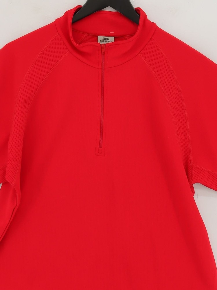 Trespass Men's T-Shirt L Red 100% Polyester High Neck Basic
