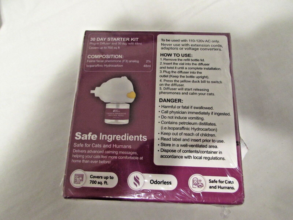 Pet Zephyr Calming Pheromone Diffuser Kit Plug In For Cats