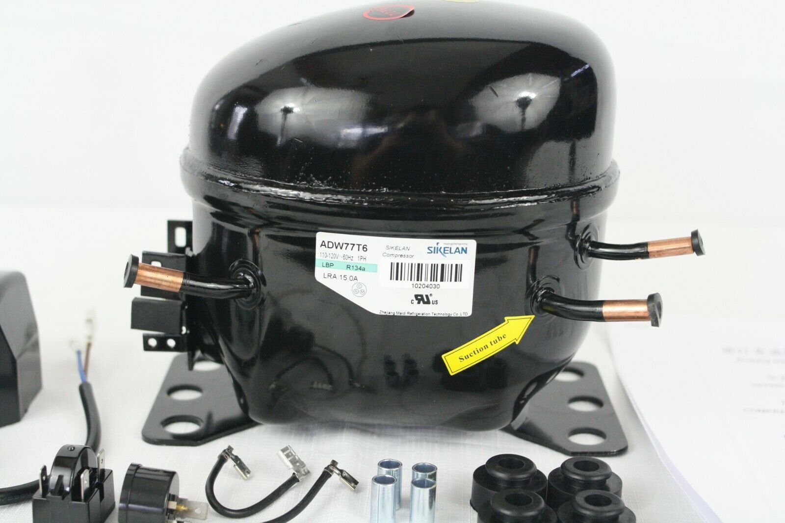 SIKELAN ADW77T6 REFRIGERATION COMPRESSOR 1/3- HP 751BTU 110-120V R134A 50-60HZ