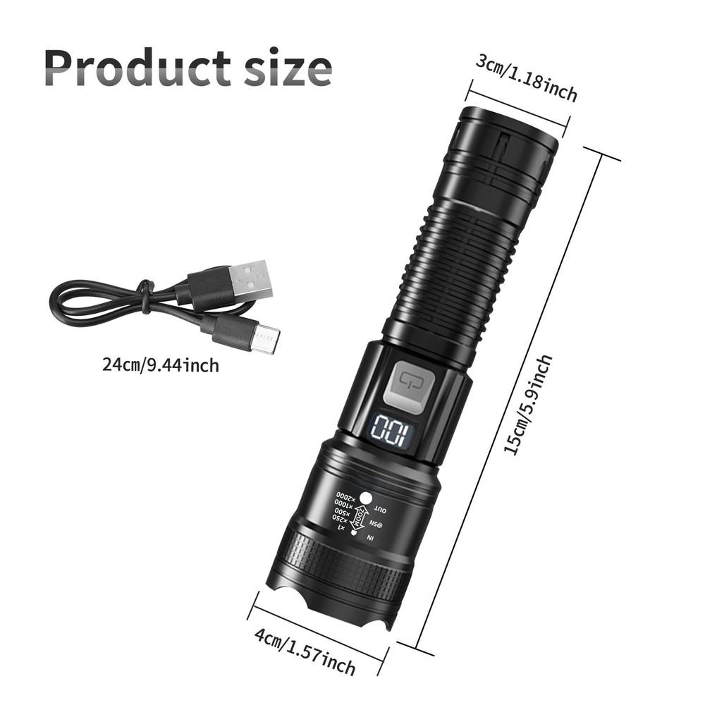 Multifunction Super Bright LED Tactical Flashlight Rechargeable LED Work Light