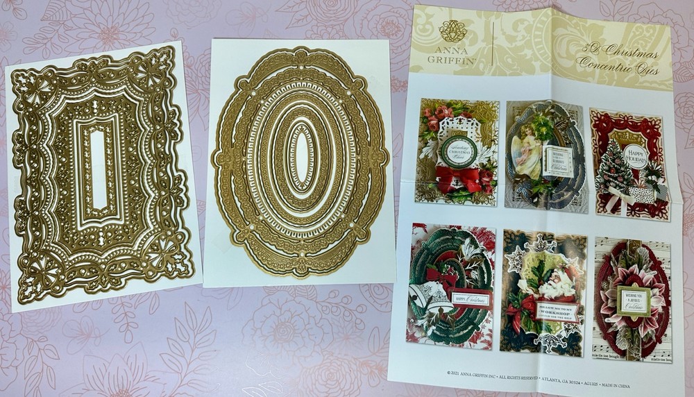 RARE Anna Griffin 3D CHRISTMAS CONCENTRIC Dies~Rectangle & Oval Frames Set