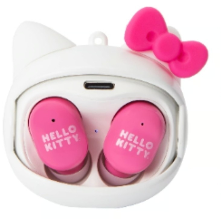 Sanrio Hello Kitty Wireless Bluetooth Earbuds, Rotating Case, Pink/White