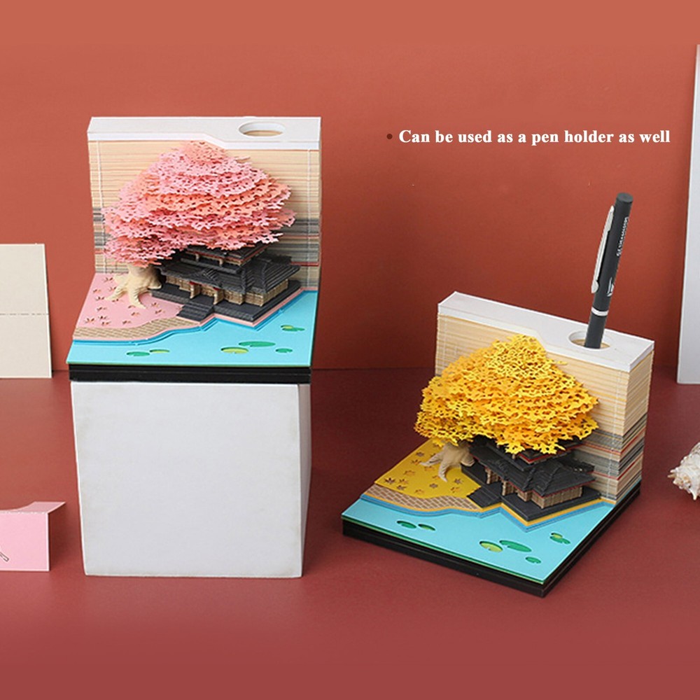 3D Memo Pad 260 Sheets Paper Carving Sticky Notes Convenience Post Notes Blue