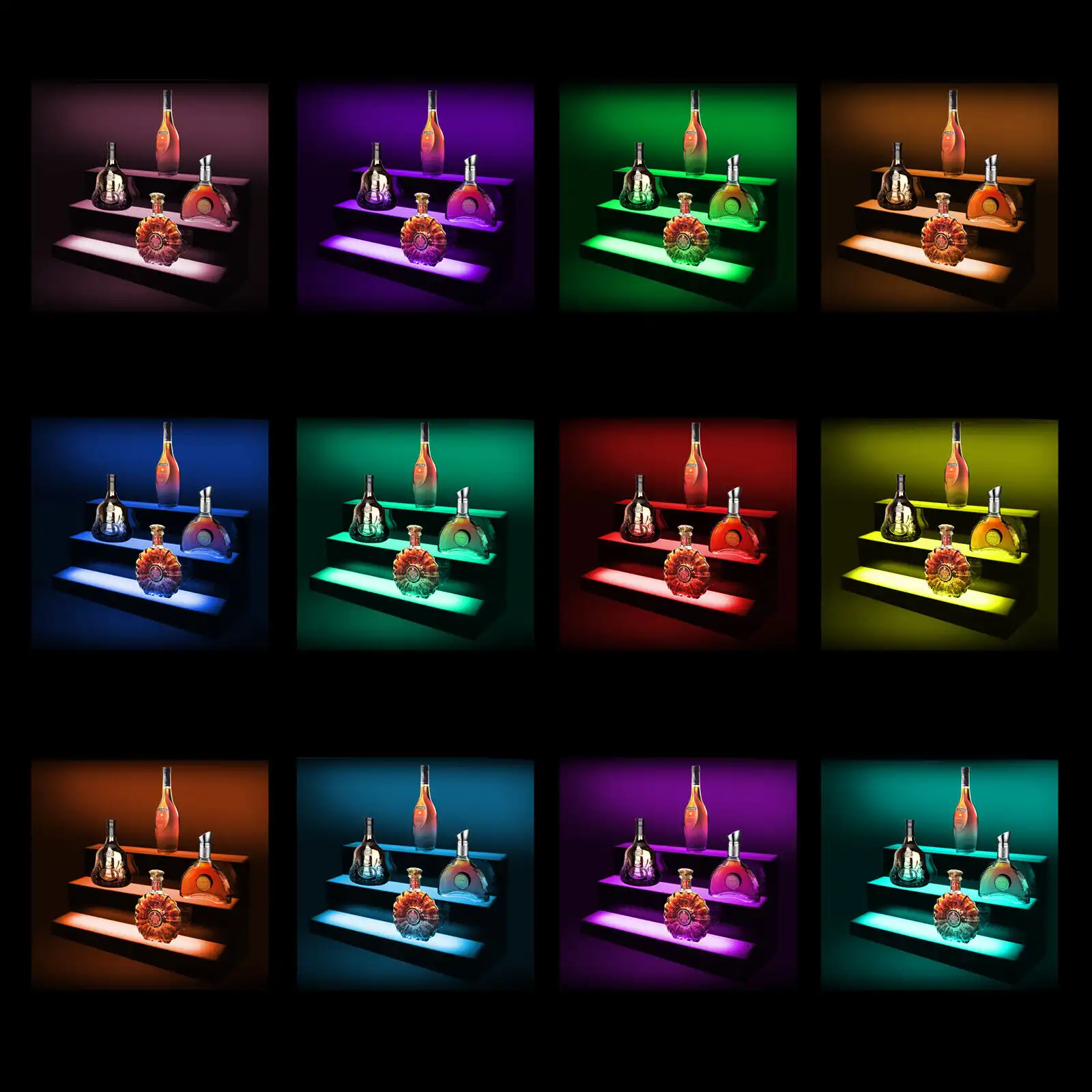 24" 3 Step Tier LED Glowing Light Up Back Bar Liquor Bottle Display Shelf D??cor