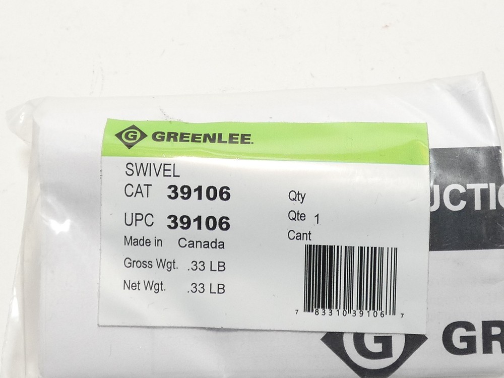 Greenlee 39106 Pulling Swivel 2250Lbs - NEW Surplus!