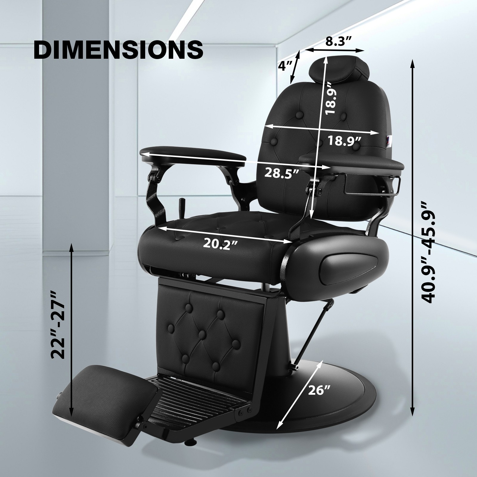 Black Recline All Purpose Barber Chair Heavy Duty Hydraulic Salon Beauty