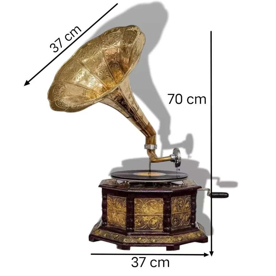 Vintage-Style Gramophone – Fully Working Wind-Up Phonograph Record Player