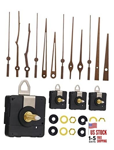 4 Pack Clock Mechanism and Walnut Wood Clock Hands, Long 31MM shaft length