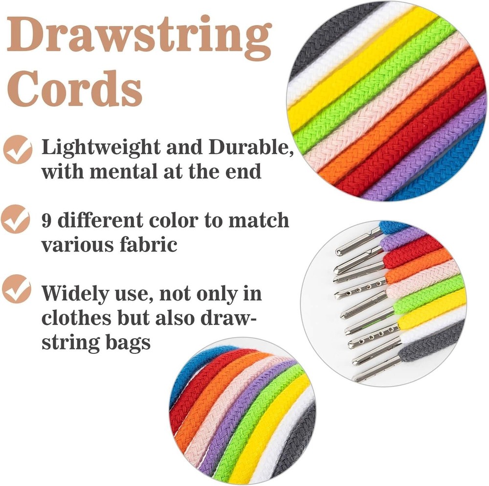 Replacement Drawstring for Shorts - 8 Pcs Durable Hoodie String Replacement in