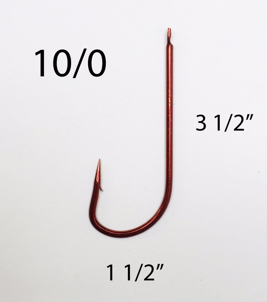 100 PACK Size 10/0 TACKLEWORKS Cedar Plug Hooks - Red