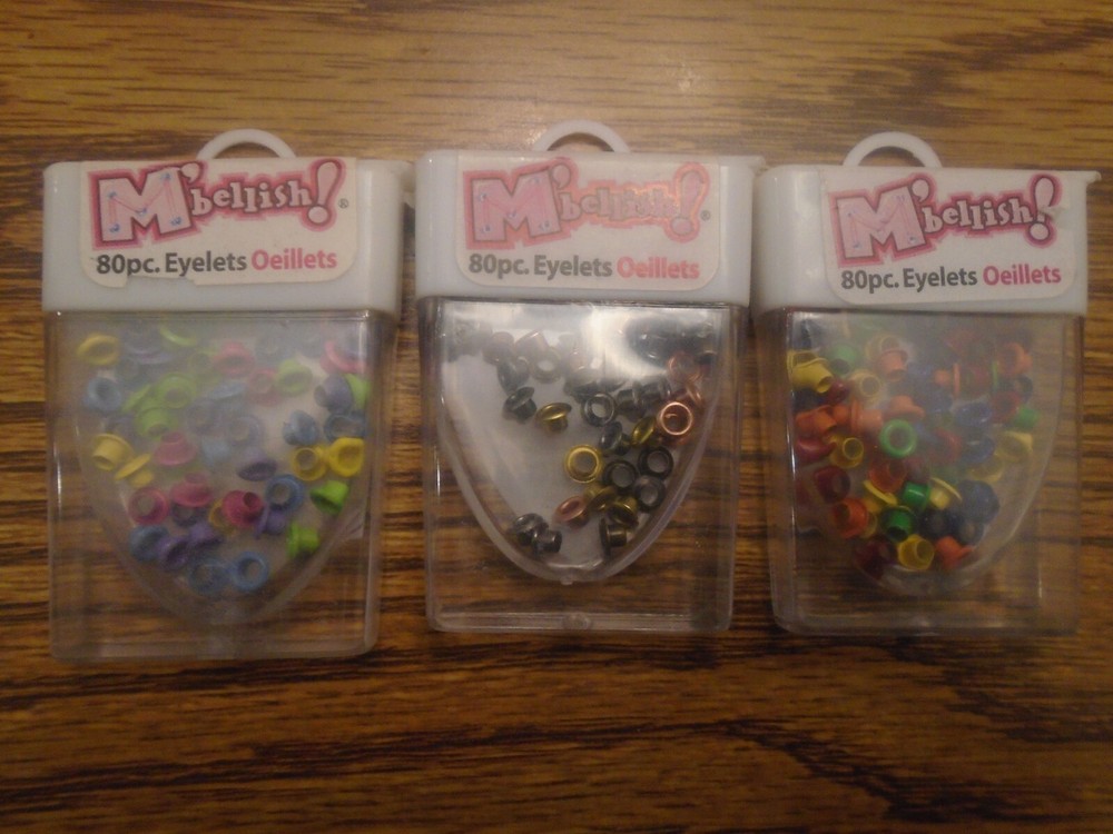 M'bellish three multicolor small round  Eyelet packs 80 pcs each package NEW